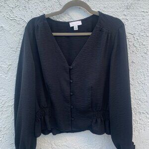 Black Long Sleeve Blouse, Topshop,